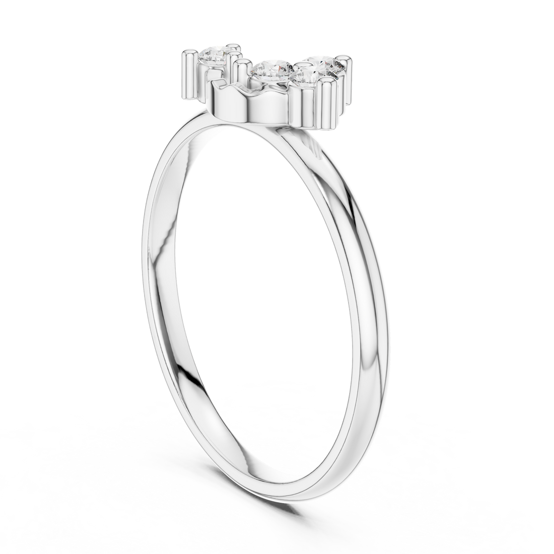 1 (451) - Fashion Round Ring - White Gold