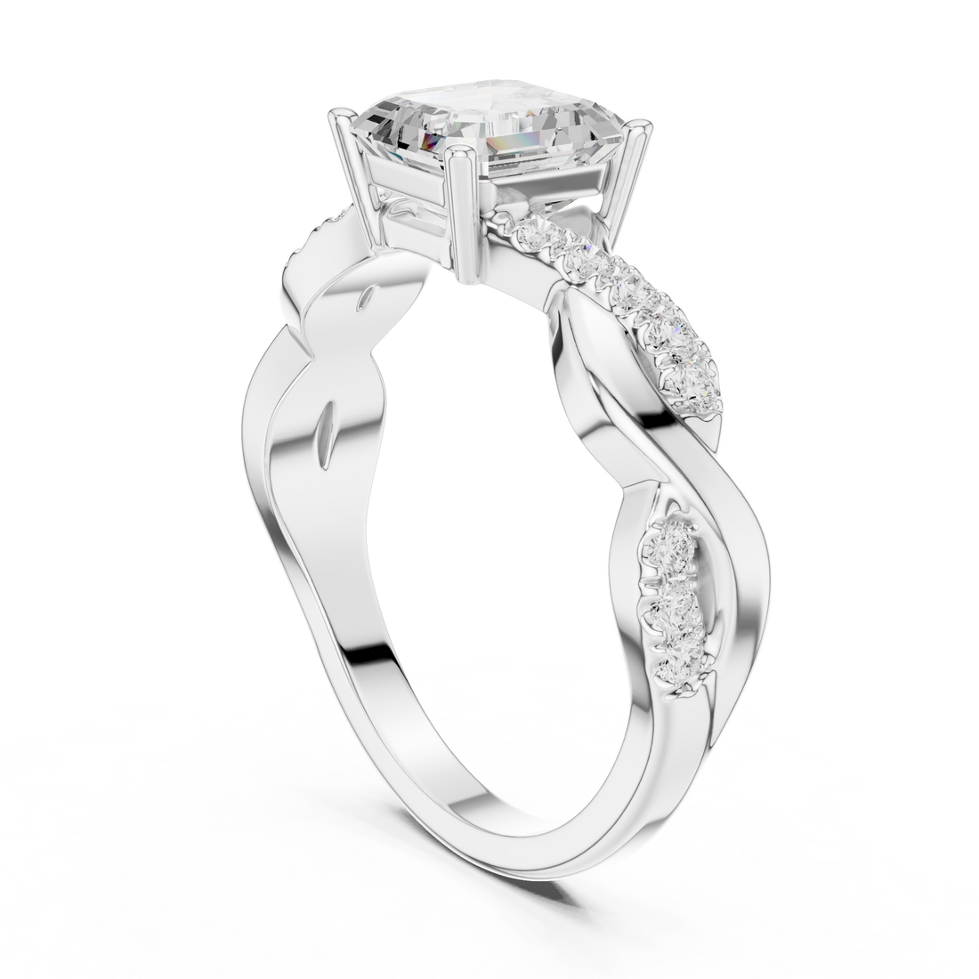 DDLR-1112 - Solitaire Asscher Ring - White Gold