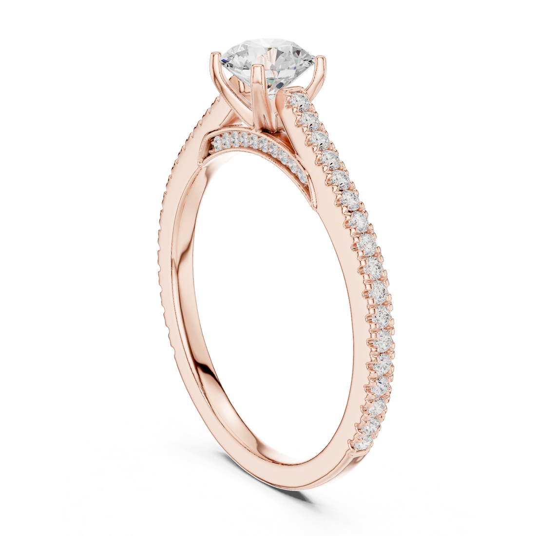 LR-0312 - Solitaire Round Ring - White Gold