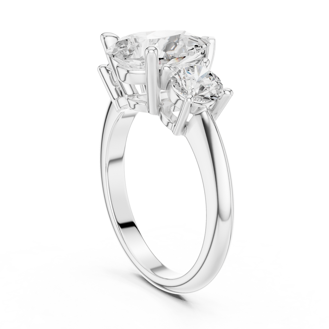 DDLR-903 - Three Stone Pear Ring - White Gold