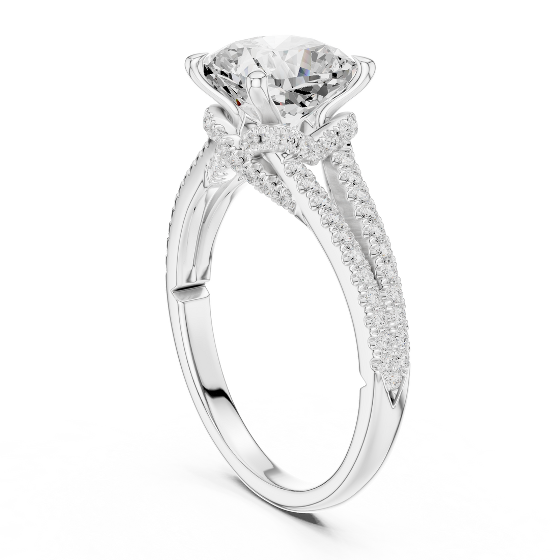 DDLR-252 - CUSHION - Split Shank Cushion Ring - White Gold