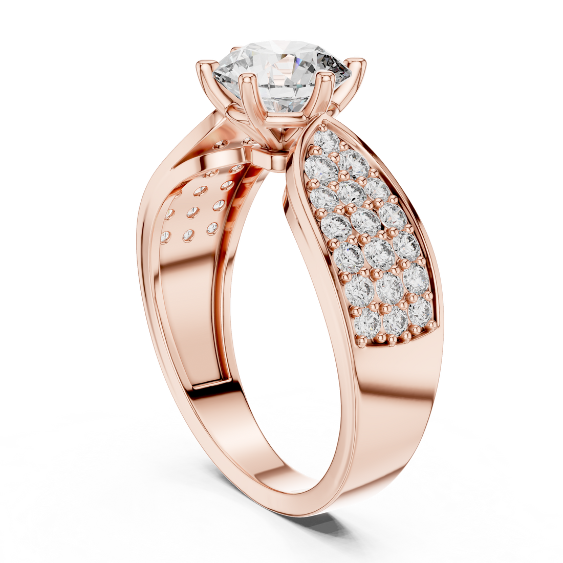 LR-0094 - Solitaire Round Ring - White Gold