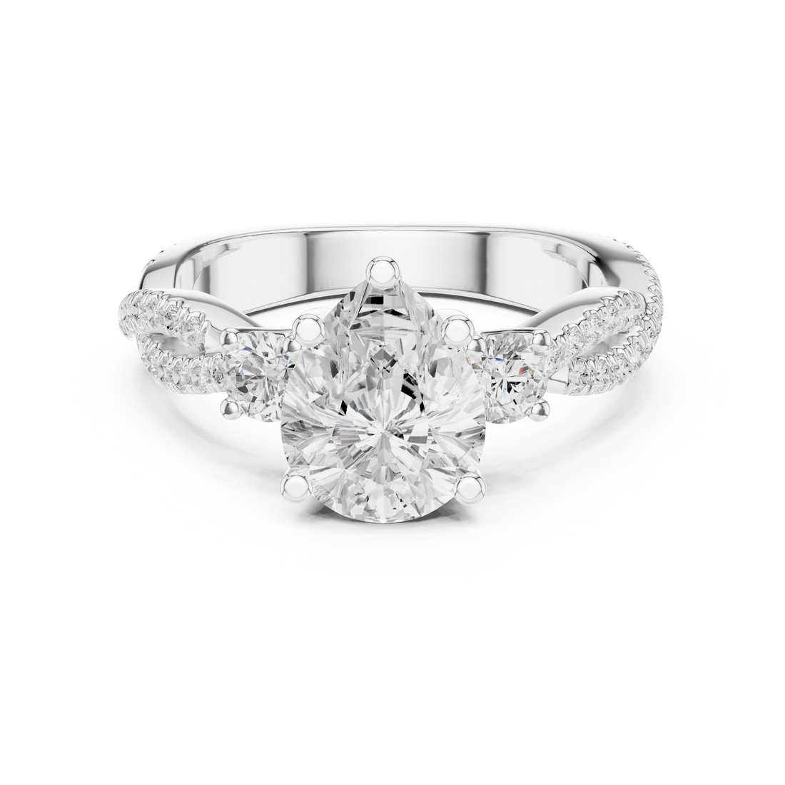 Three Stone Ring - Pear | DDLR-1037 - Rose Gold
