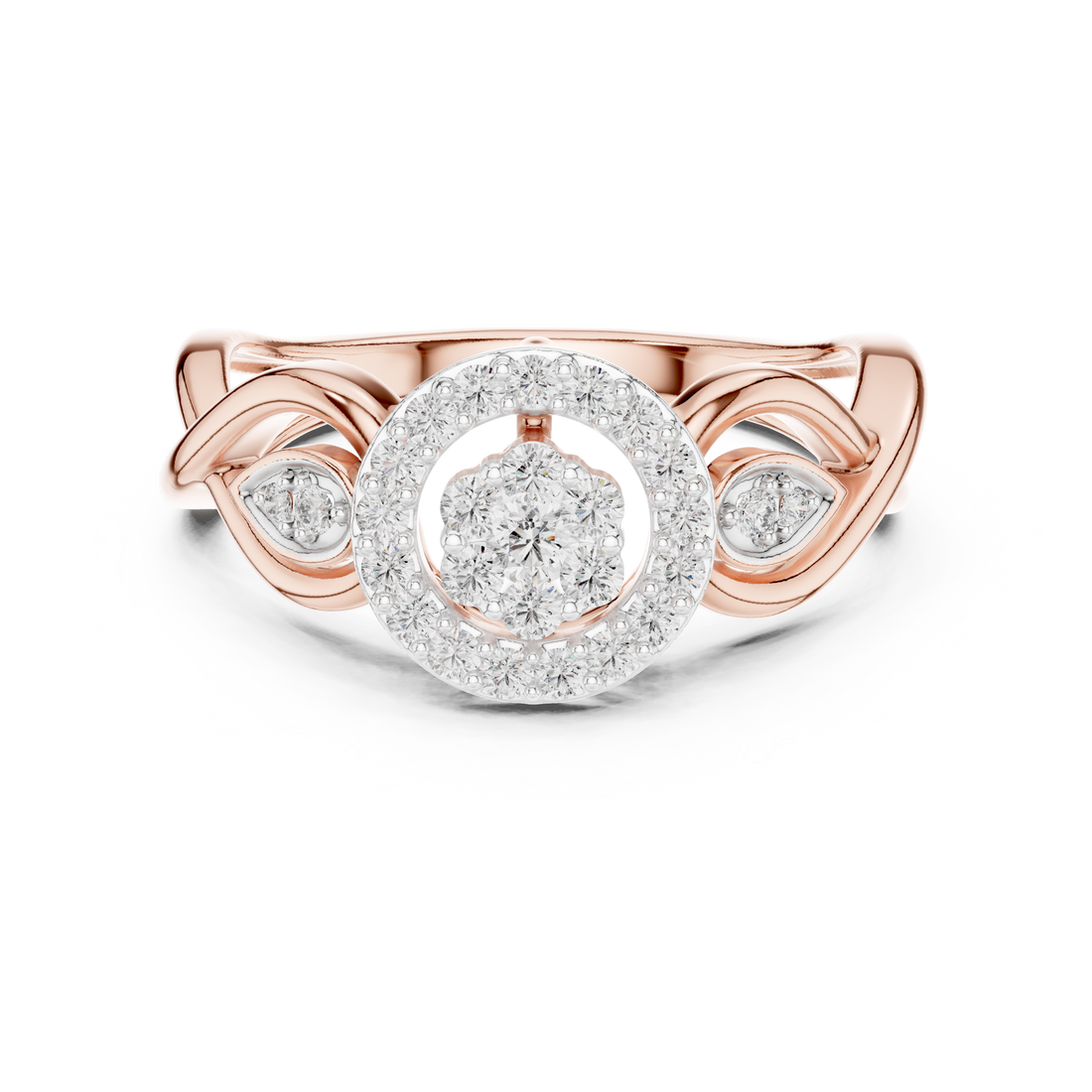 Halo Ring - Round | 12#10002@L - Rose Gold