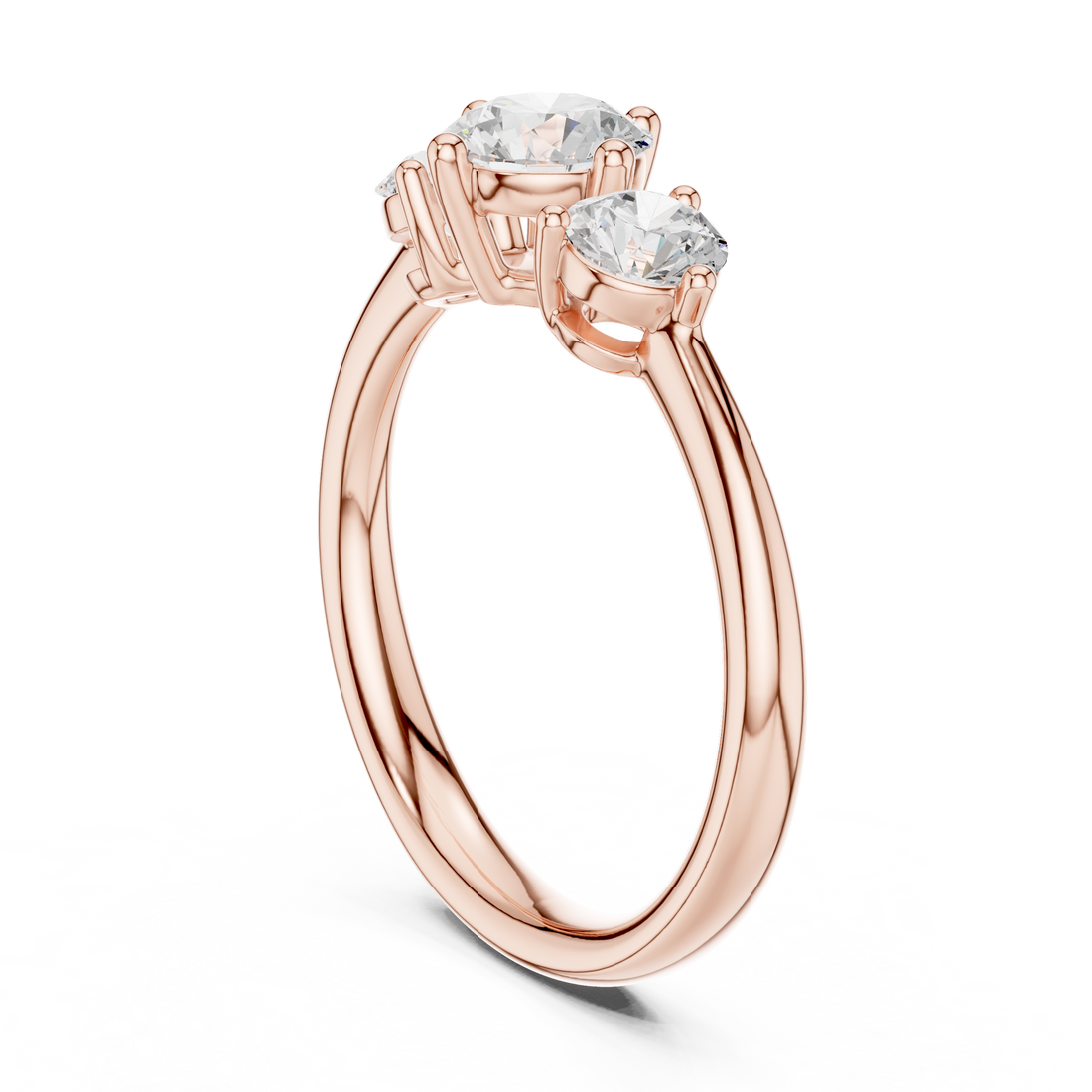 DDLR-653 - Three Stone Round Ring - White Gold