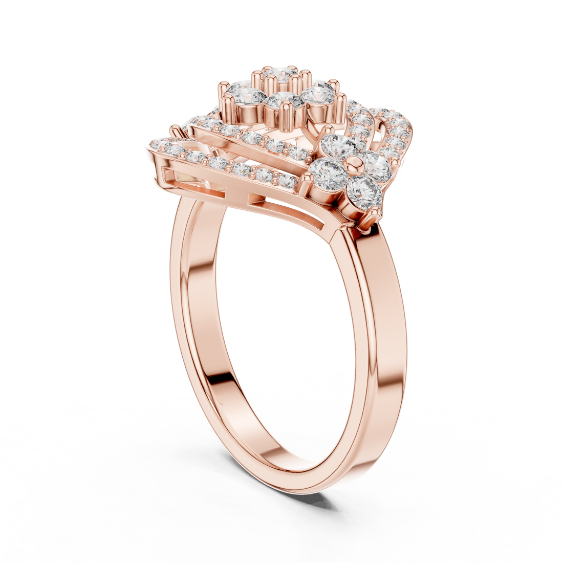 9#10049L - Fashion Round Ring - White Gold