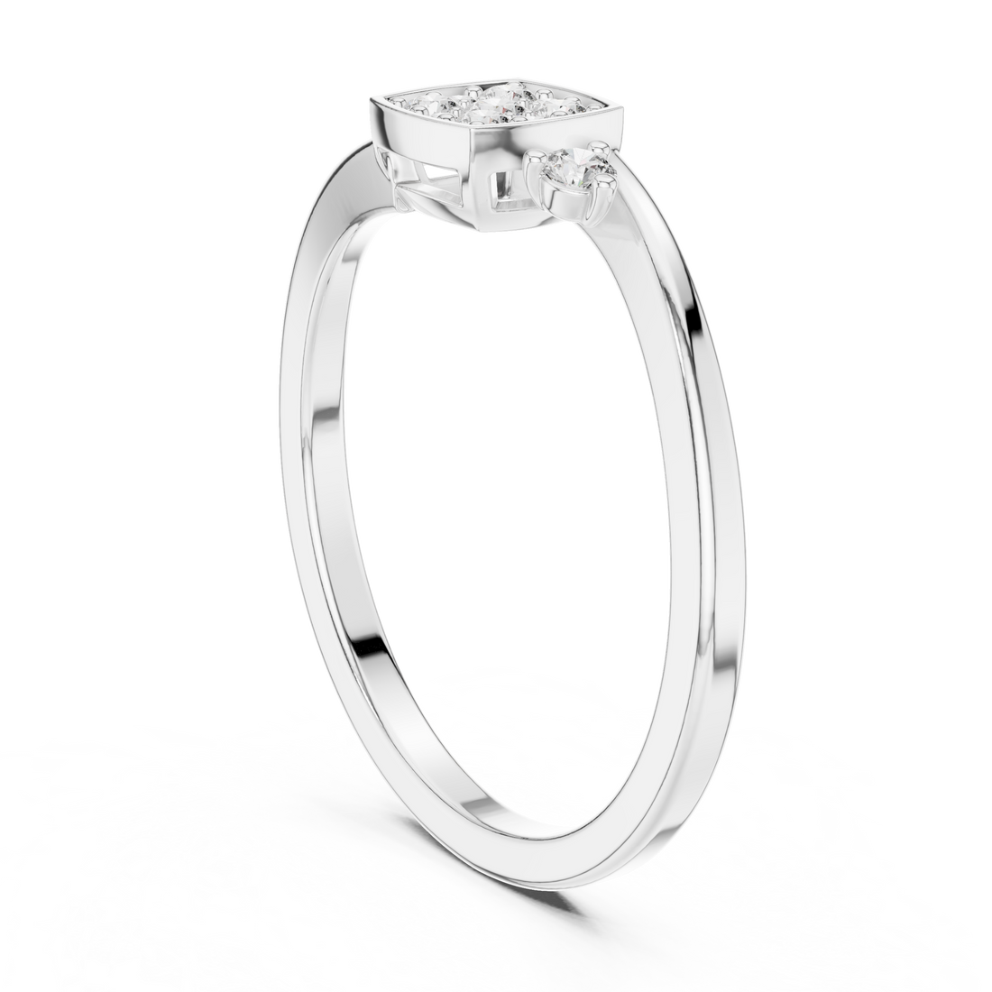 9#10061L - Fashion Round Ring - White Gold