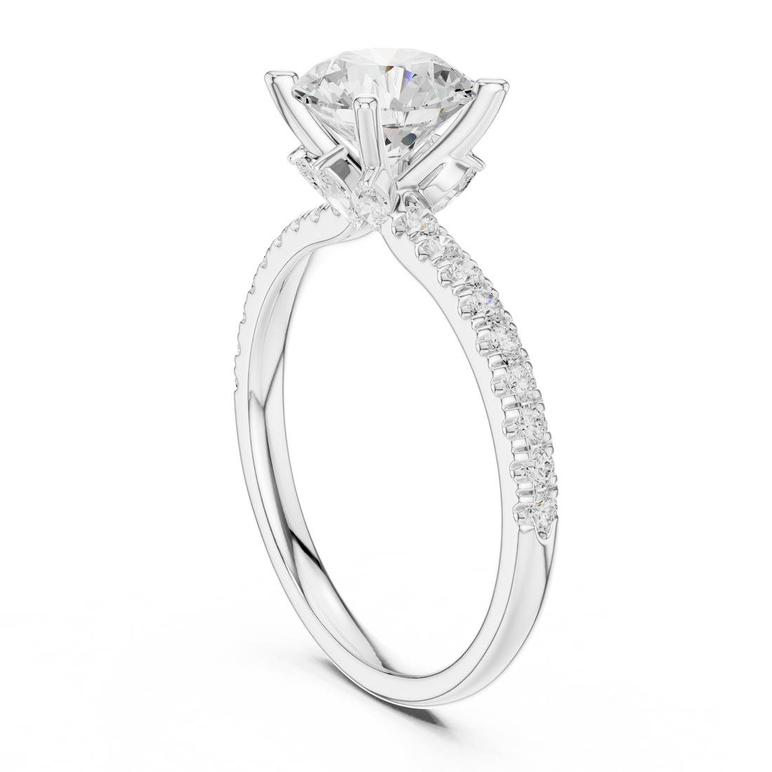 DDLR-256-RD - Solitaire Round Ring - White Gold