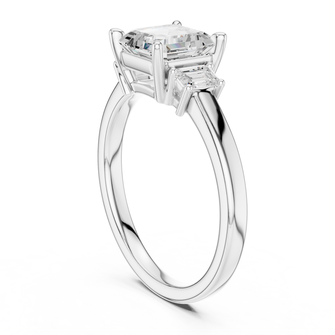 DDLR-867 - Three Stone Asscher Ring - White Gold