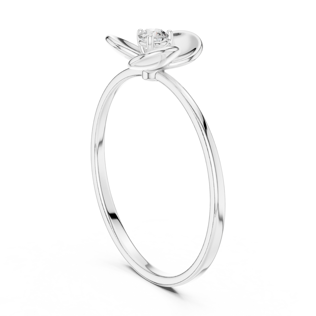 1 (192) - Fashion Round Ring - White Gold