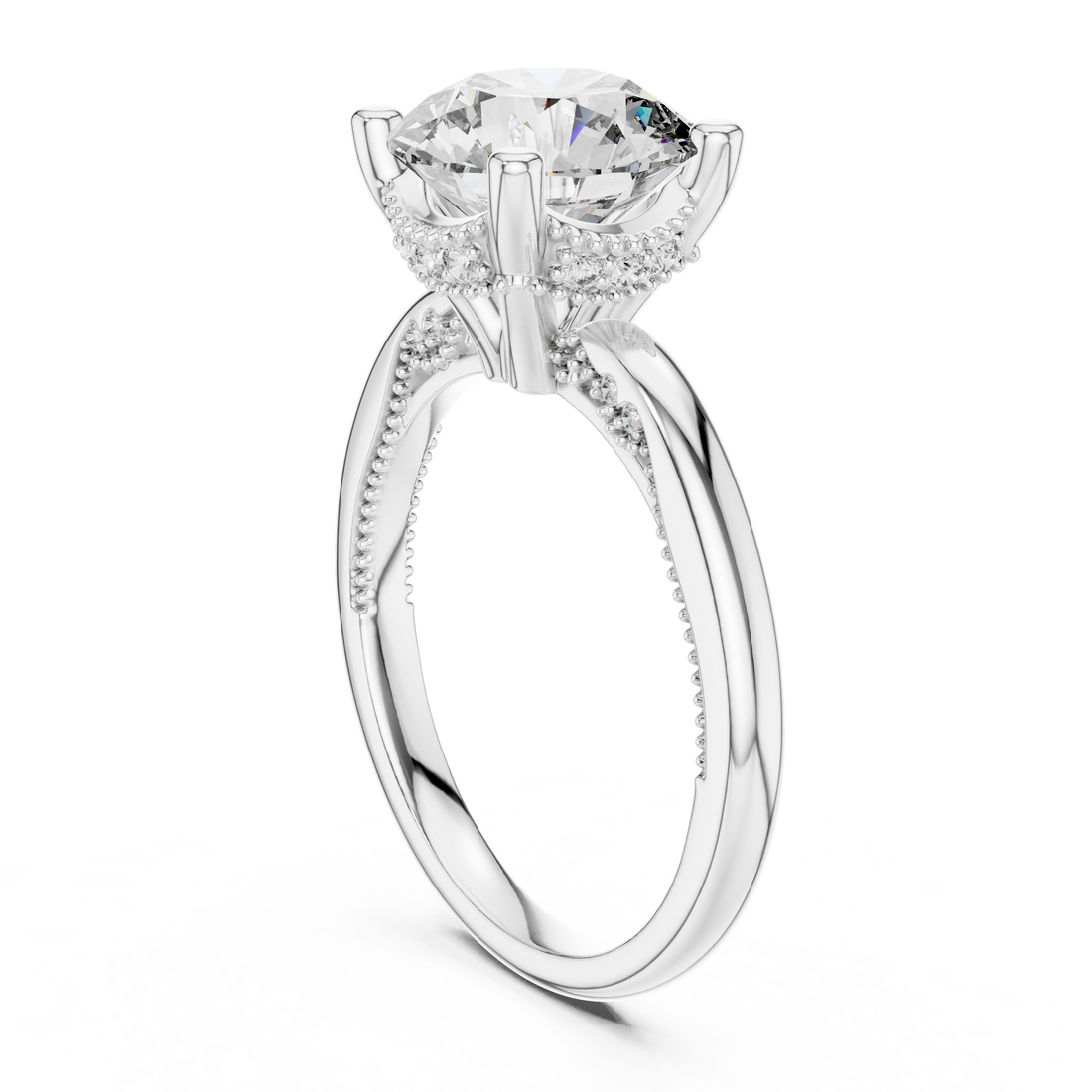 DDLR-175 - Solitaire Round Ring - White Gold