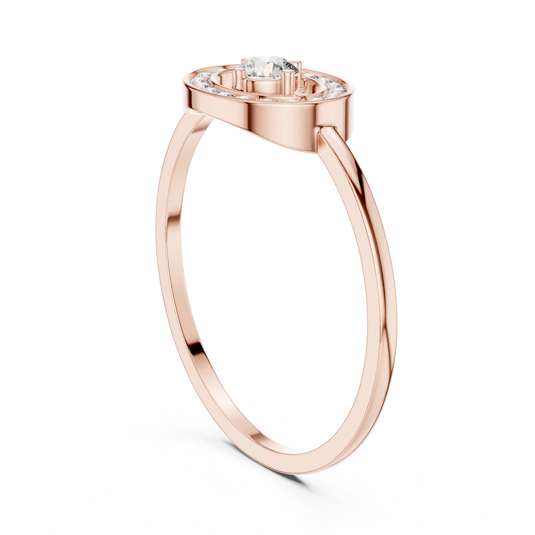 DR-6160 - Halo Round Ring - White Gold