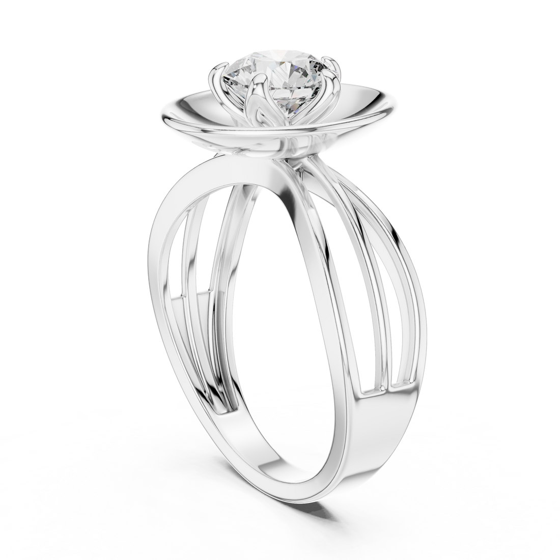 LR-0096 - Solitaire Round Ring - White Gold