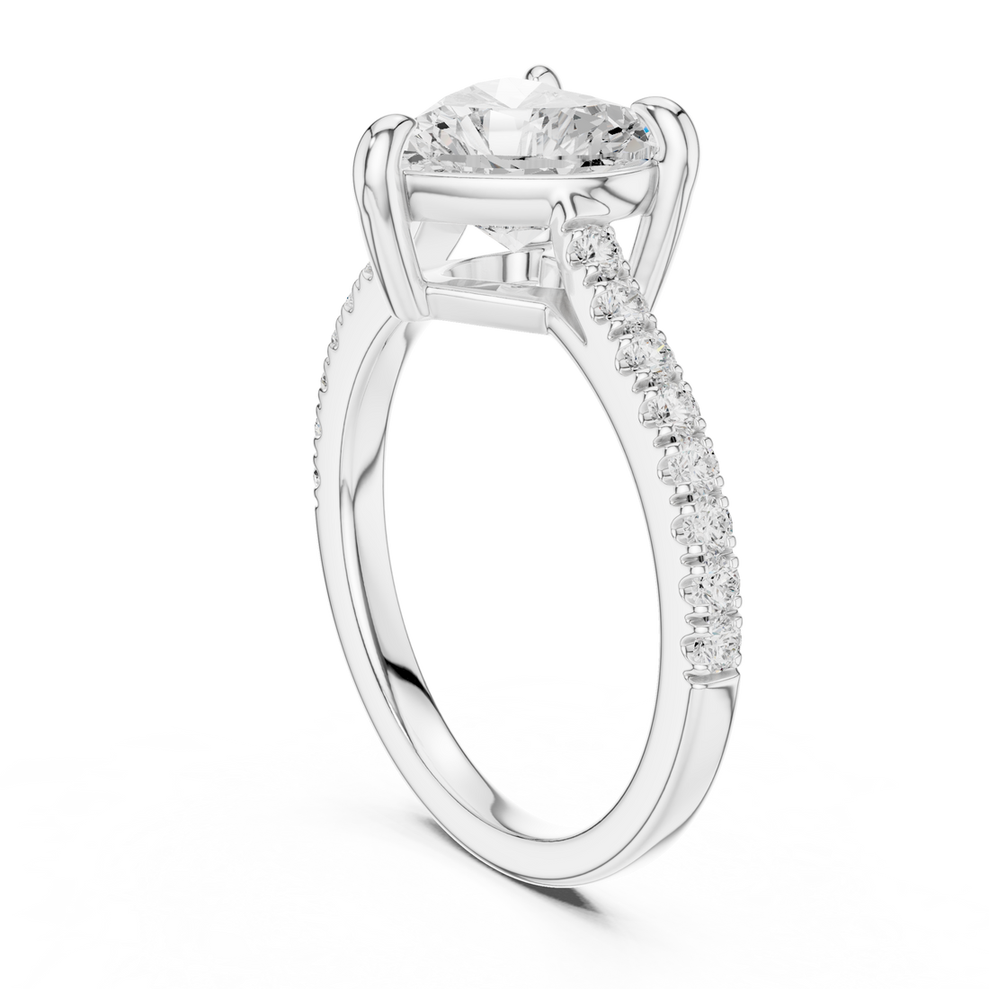 DDLR-878 - Solitaire Heart Ring - White Gold