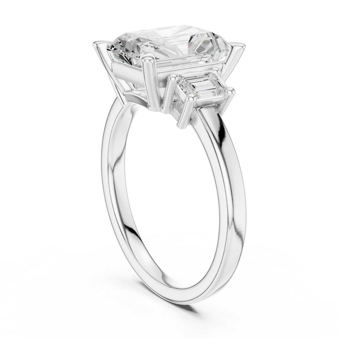 DDLR-286 - Three Stone Radiant Ring - White Gold