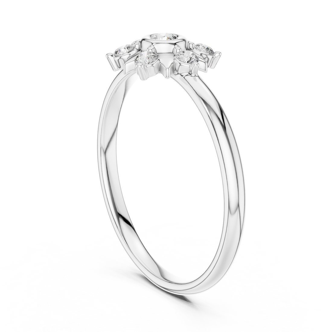 1 (341) - Fashion Round Ring - White Gold