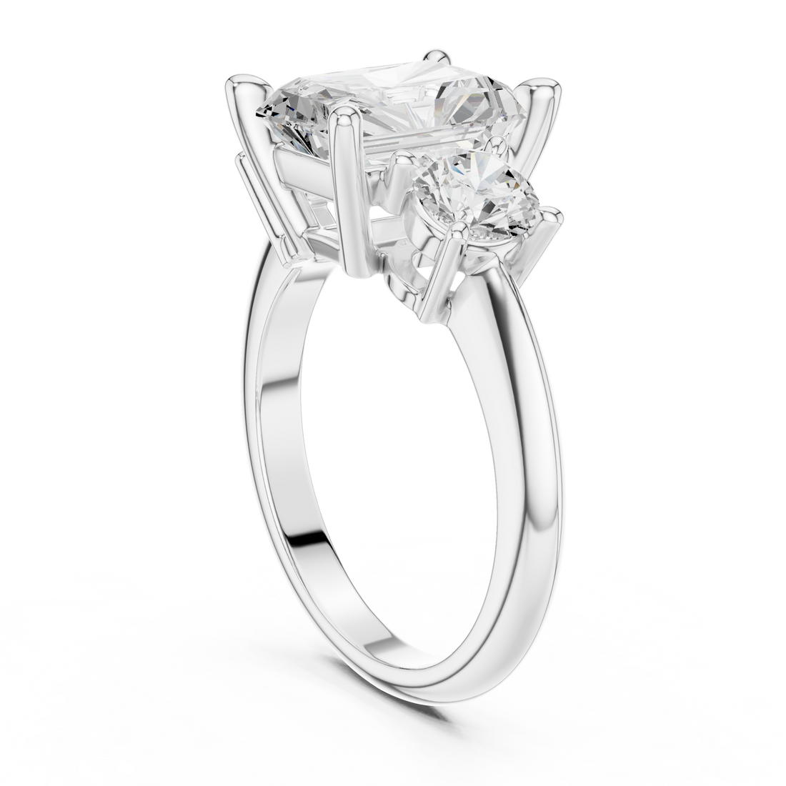 DDLR-042-RA - Three Stone Radiant Ring - White Gold