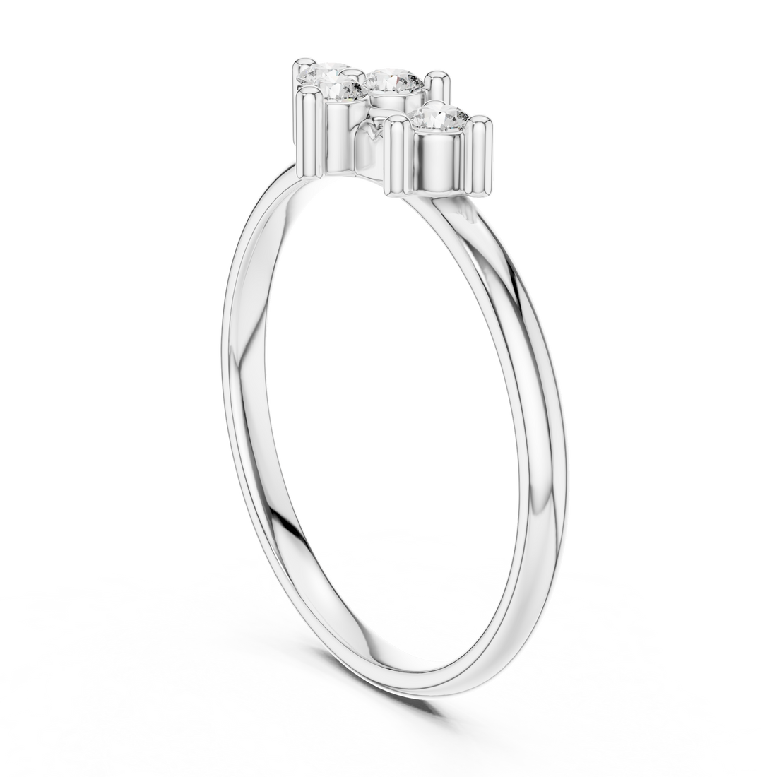 1 (358) - Fashion Round Ring - White Gold