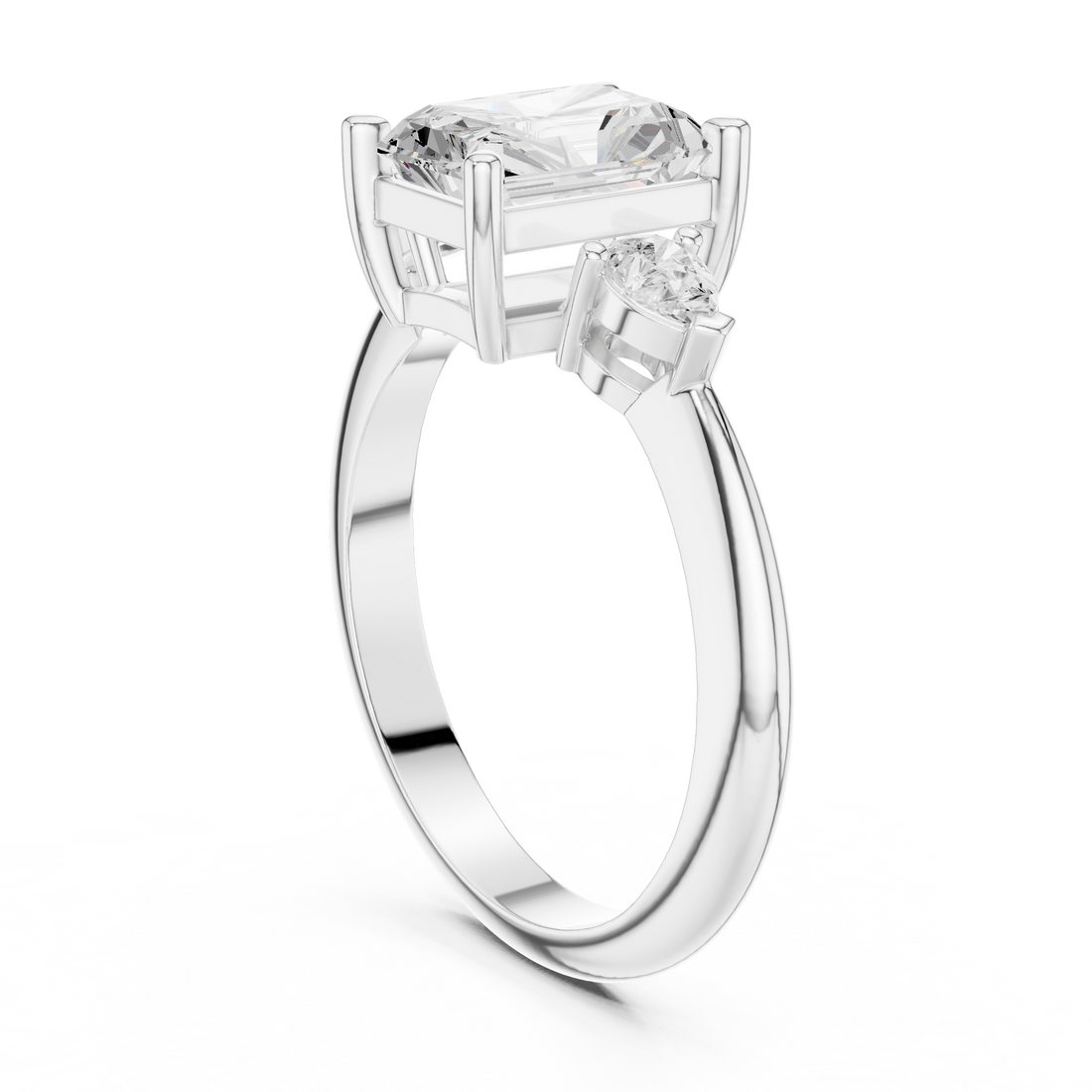 Three Stone Ring - Radiant | 66 RA - White Gold