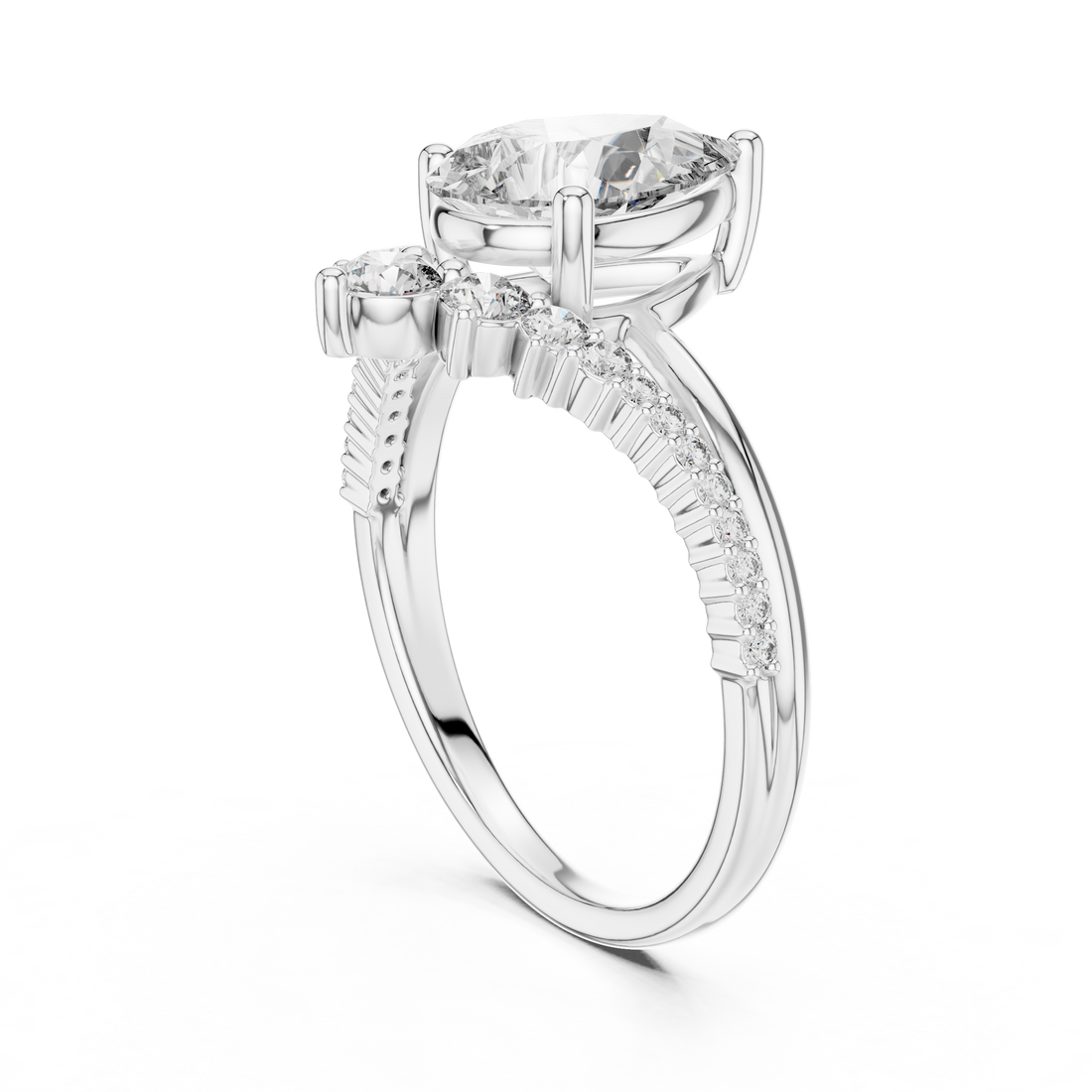 DDLR-059 - Solitaire Pear Ring - White Gold