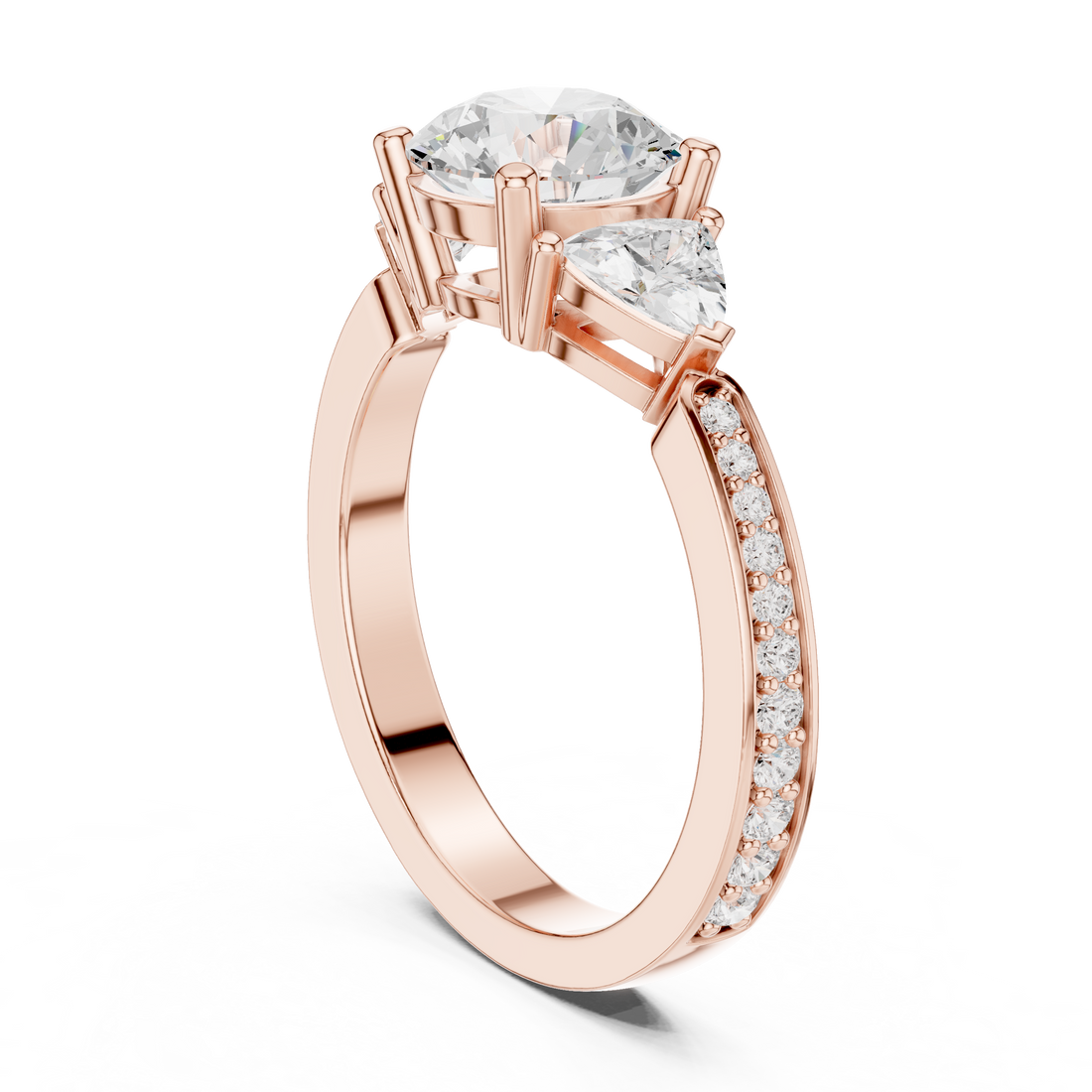 DDLR-264 - Three Stone Round Ring - White Gold