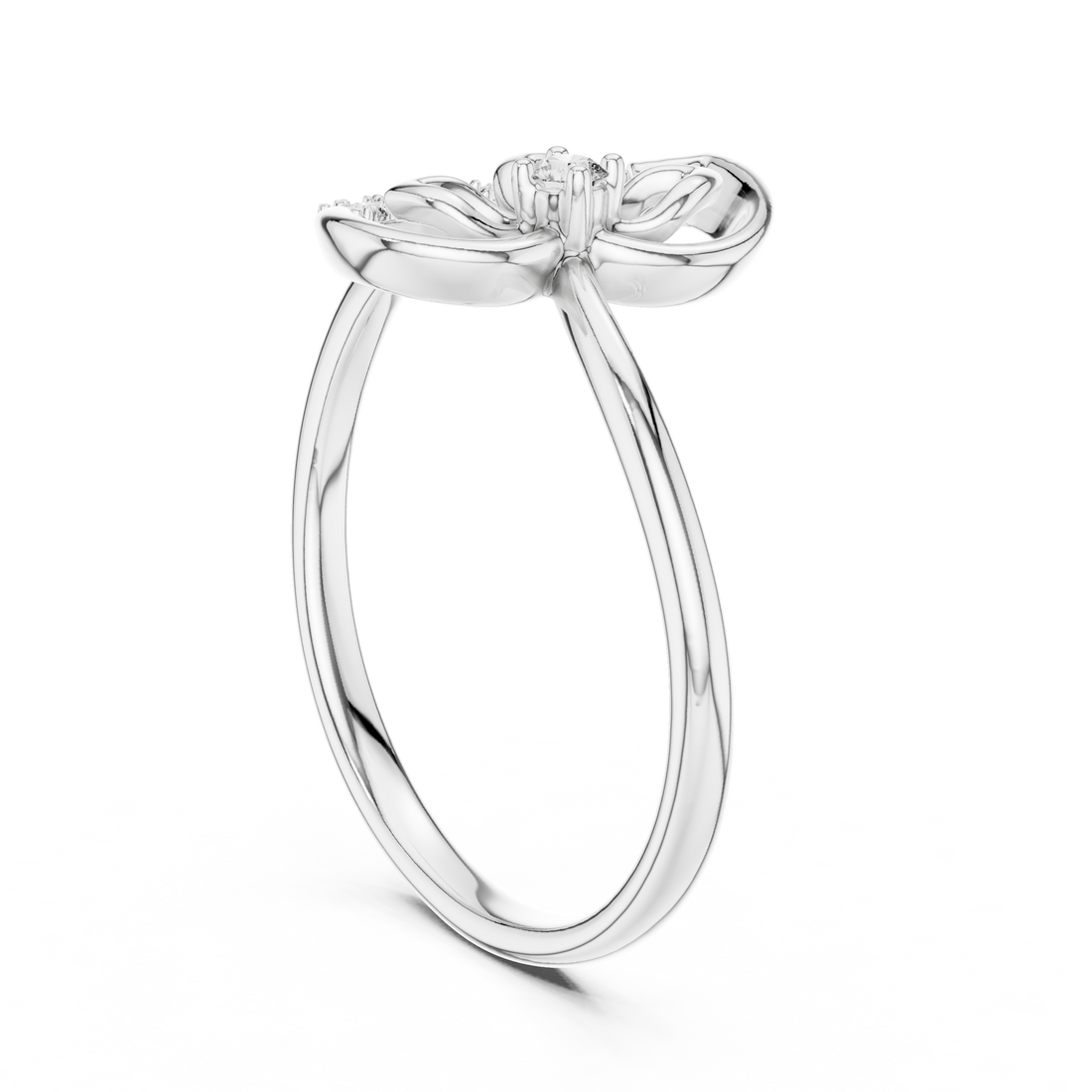 12#10045@L - Fashion Round Ring - White Gold