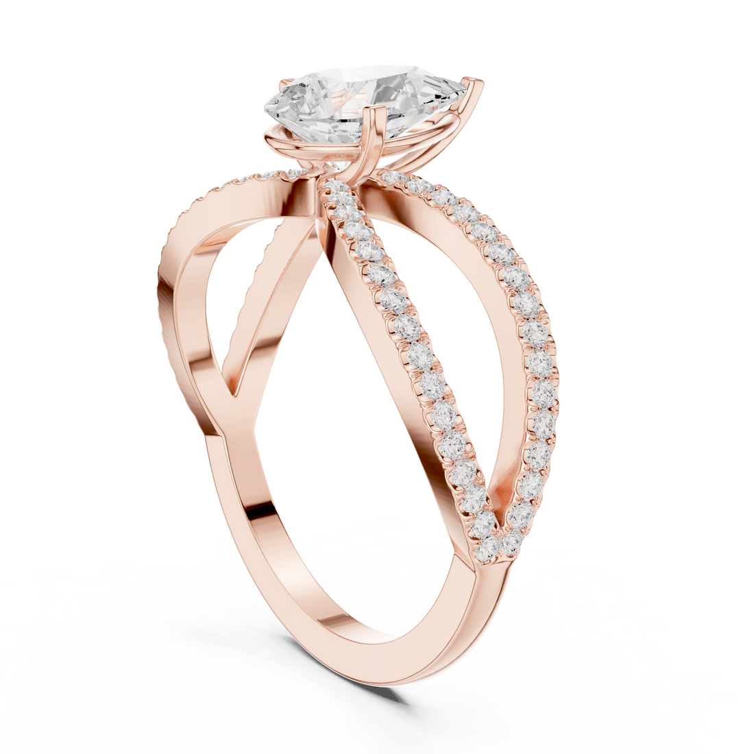 DDLR-1092 - Split Shank Pear Ring - White Gold