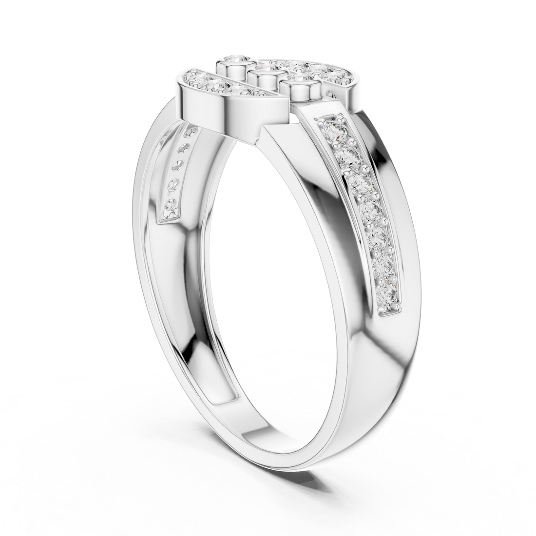 LR-01 (45) - Fashion Round Ring - White Gold