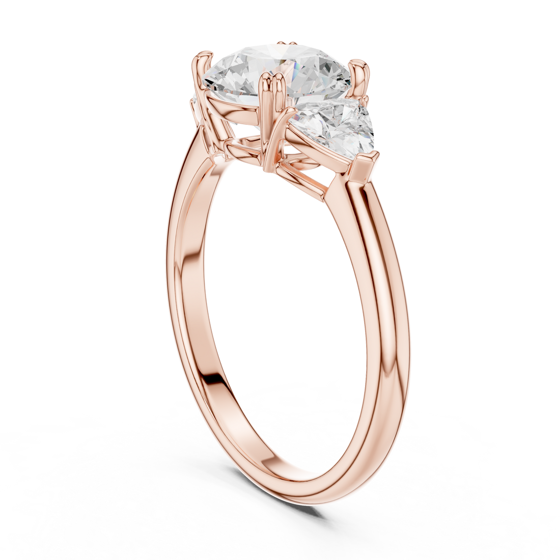 DDLR-034-RD - Three Stone Round Ring - White Gold