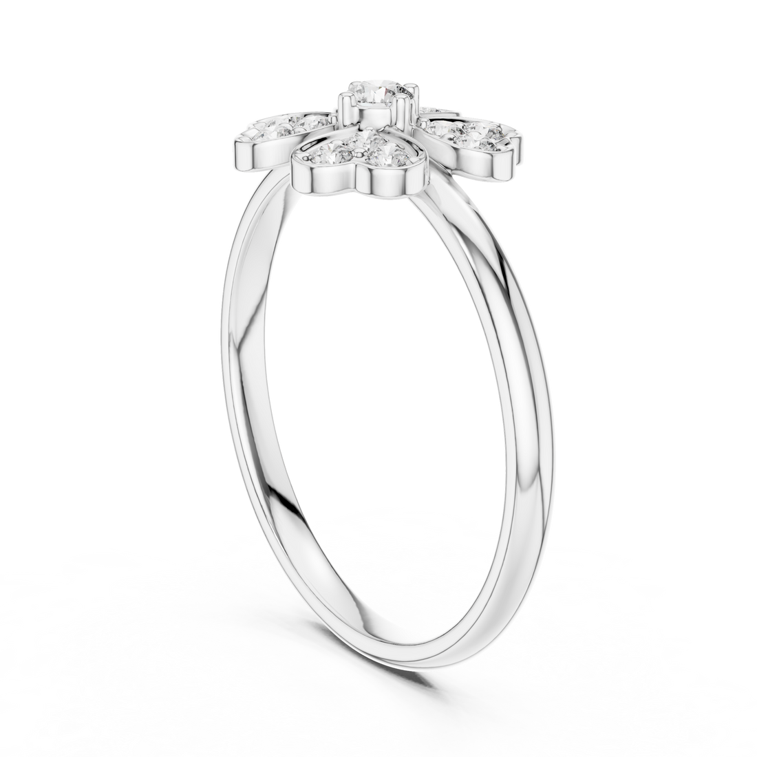1 (339) - Fashion Round Ring - White Gold