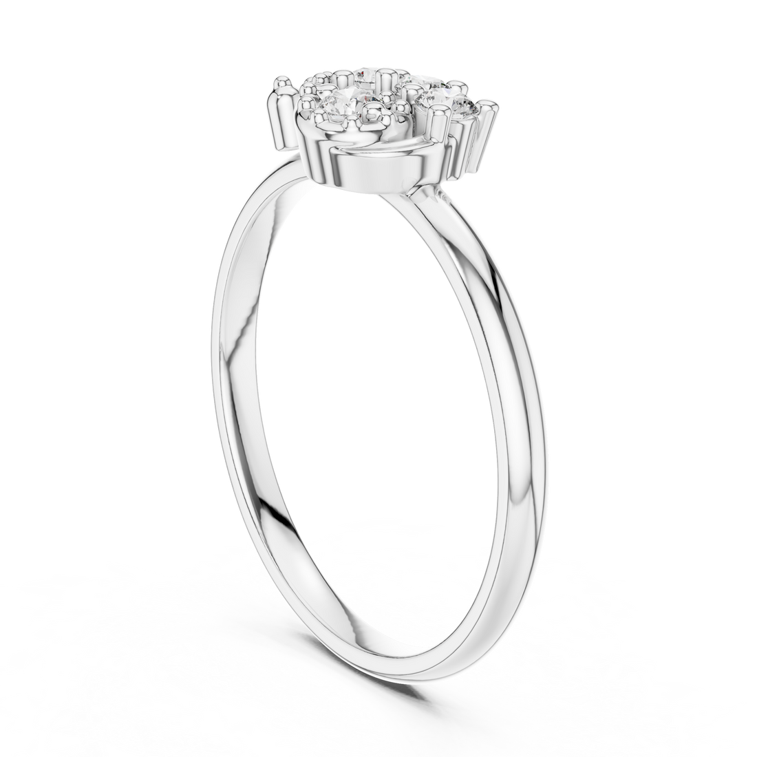 1 (454) - Fashion Round Ring - White Gold