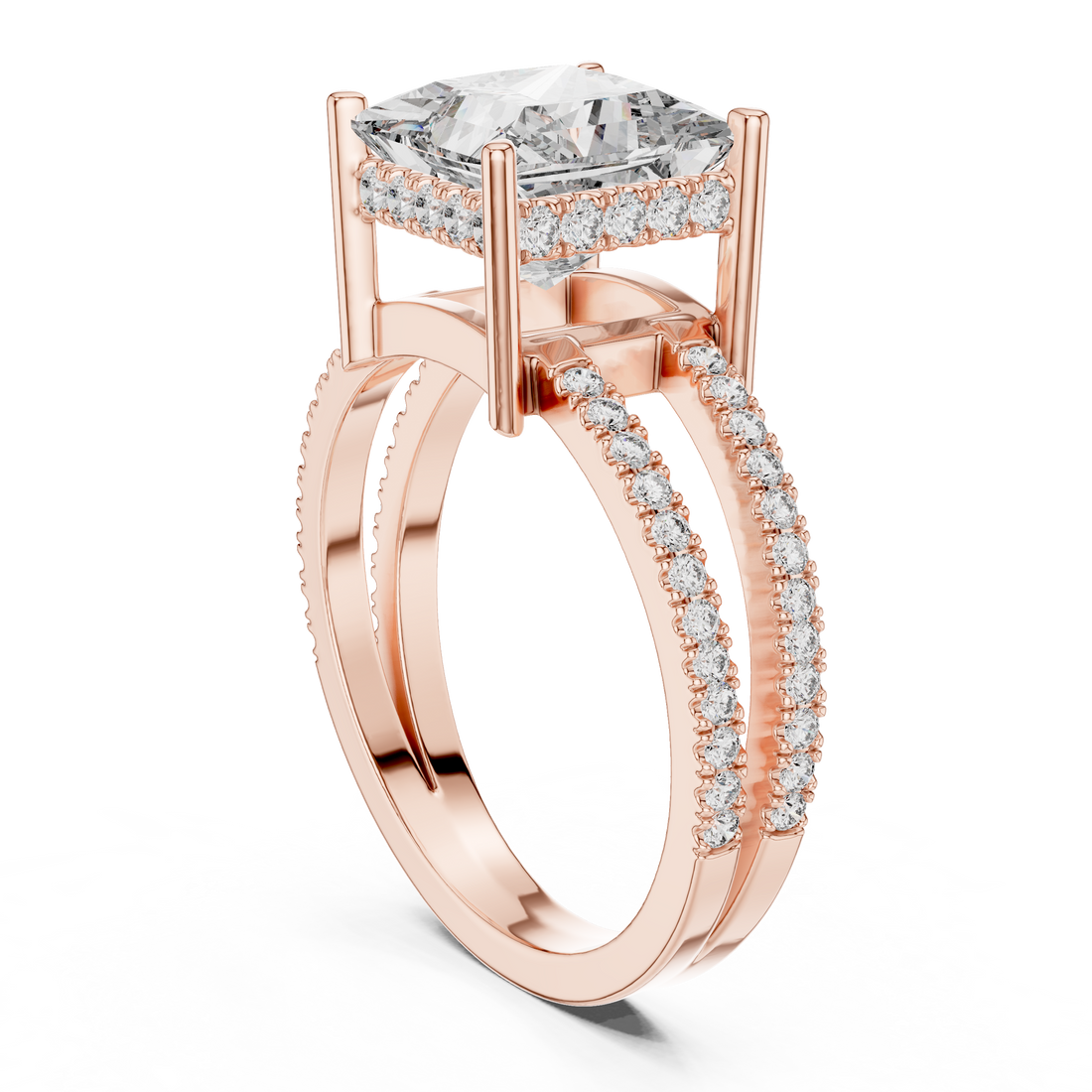 1384 - Split Shank Princess Ring - White Gold