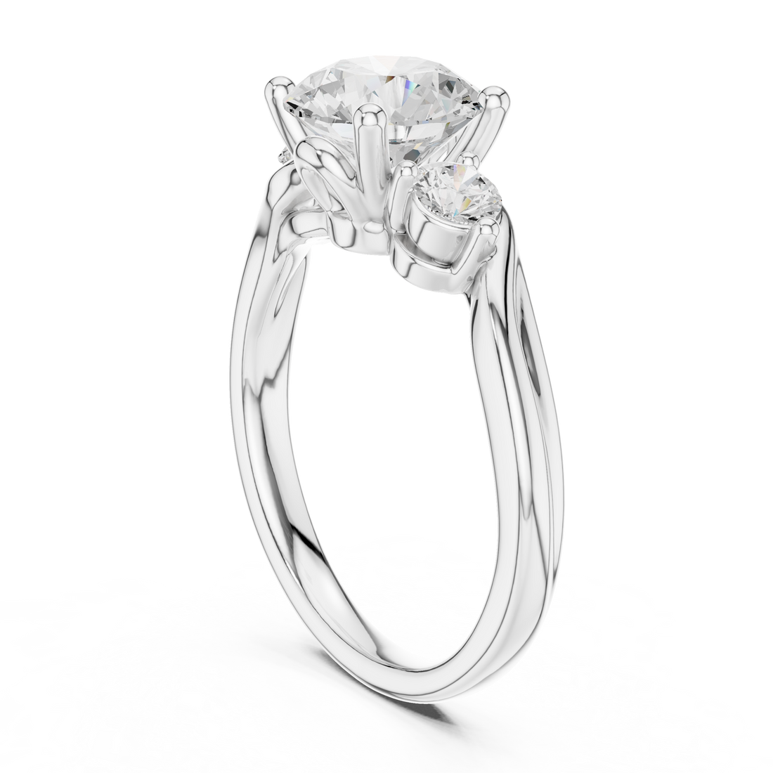 DDLR-272 - Three Stone Round Ring - White Gold