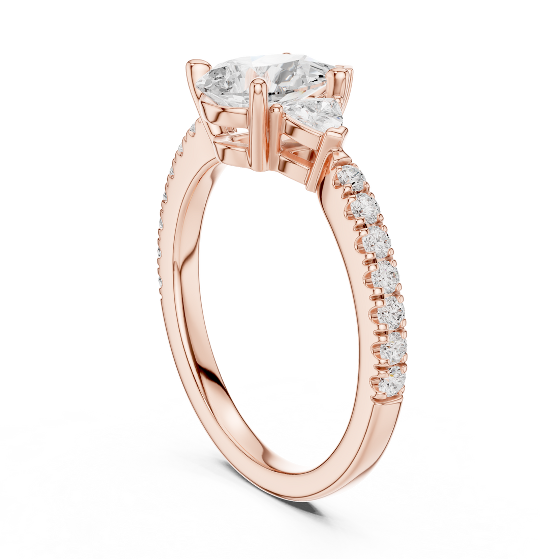 DDLR-037-PE - Three Stone Pear Ring - White Gold