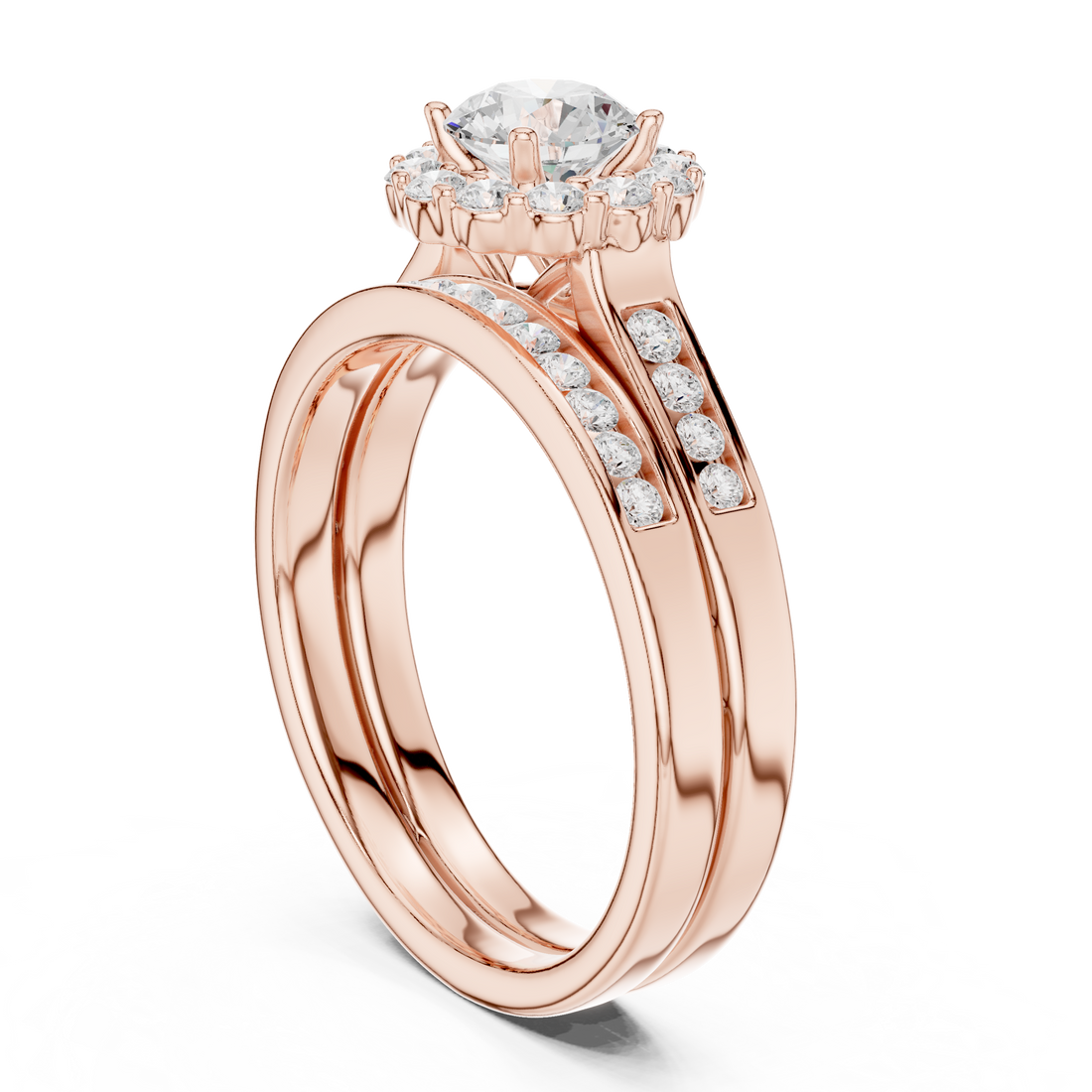 LR-0269 - Halo Round Ring - White Gold