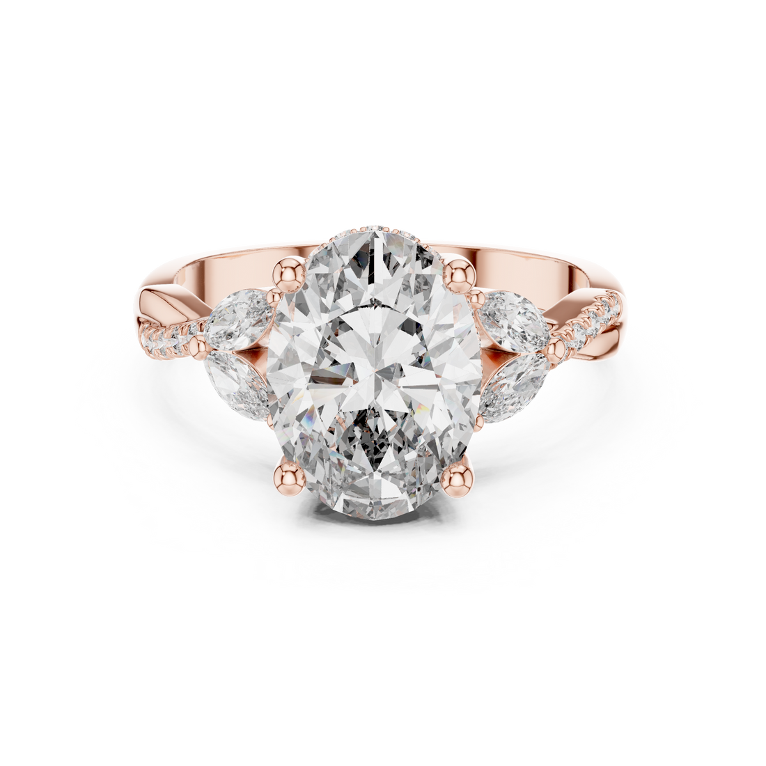 Three Stone Ring - Oval | 9#10017L_22 - Rose Gold