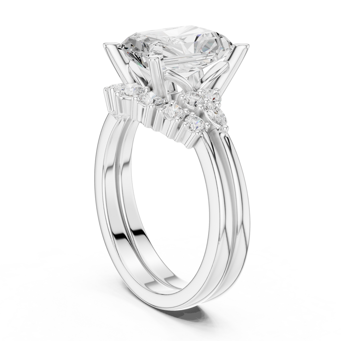 DDLR - 440 - RADIENT - Solitaire Radiant Ring - White Gold