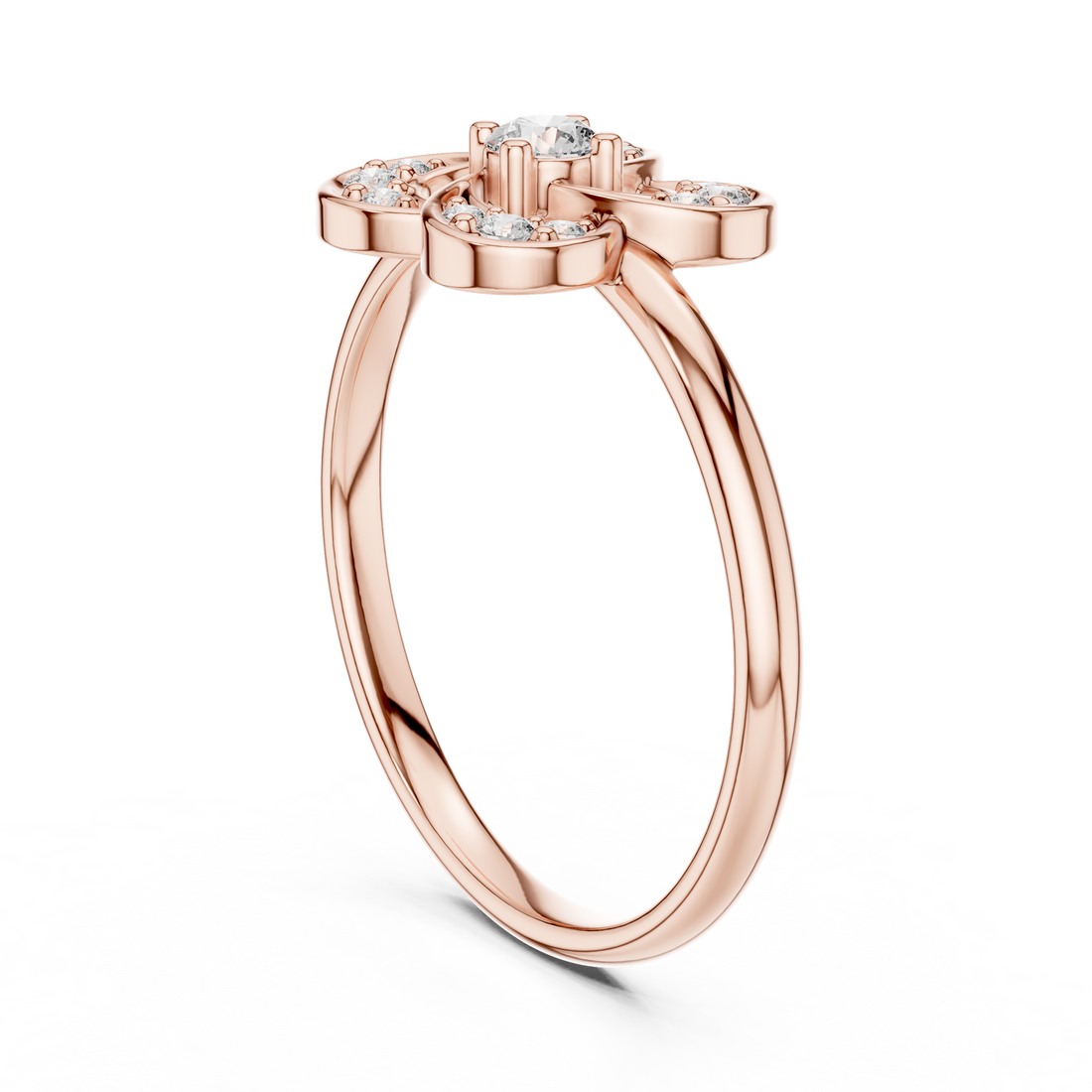 1 (355) - Fashion Round Ring - White Gold