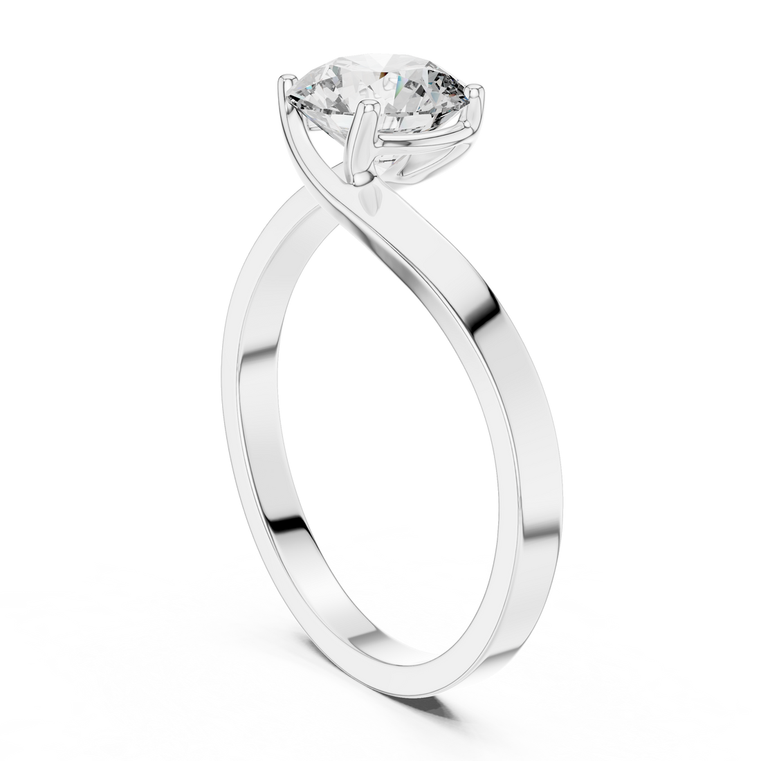 LR-0023 - Solitaire Round Ring - White Gold