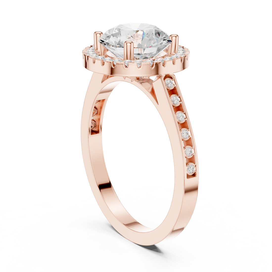 DDLR-349 - Halo Round Ring - White Gold