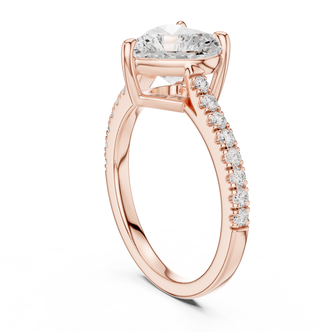 DDLR-039-HR - Solitaire Heart Ring - White Gold