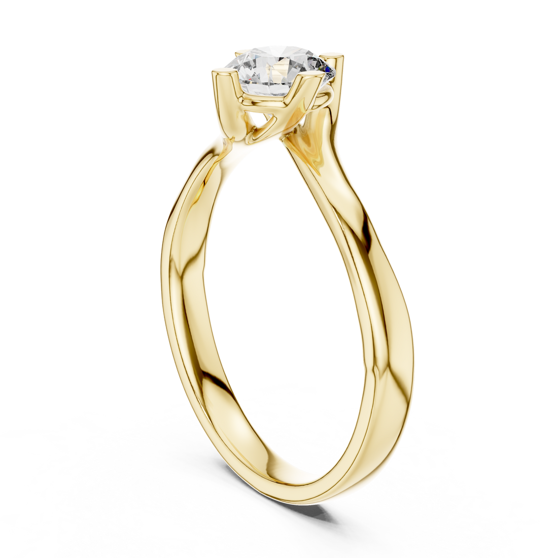 1211 - Solitaire Round Ring - White Gold