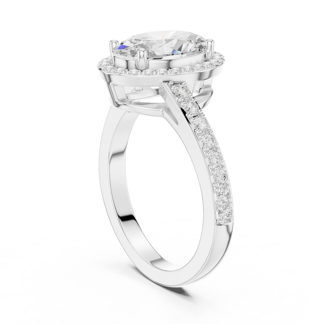 DDLR-434 - Halo Oval Ring - White Gold