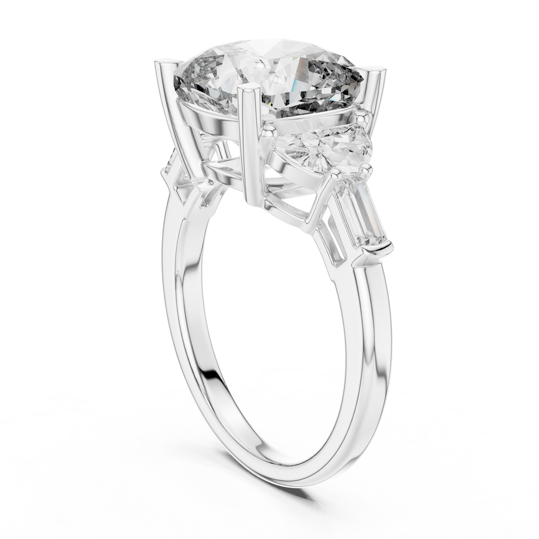 DDLR-195 - Three Stone Cushion Ring - White Gold