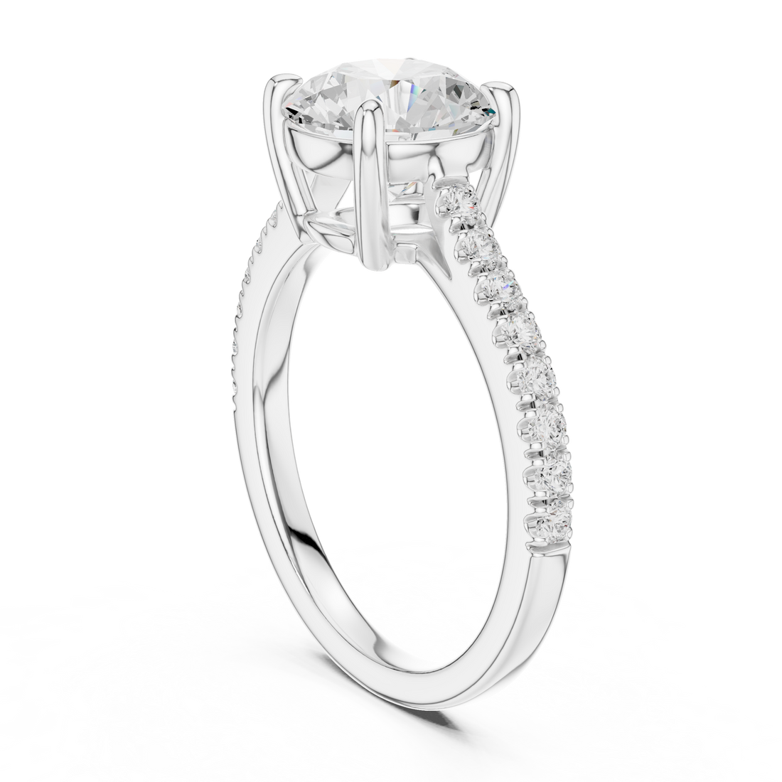 DDLR-039-RD - Solitaire Round Ring - White Gold