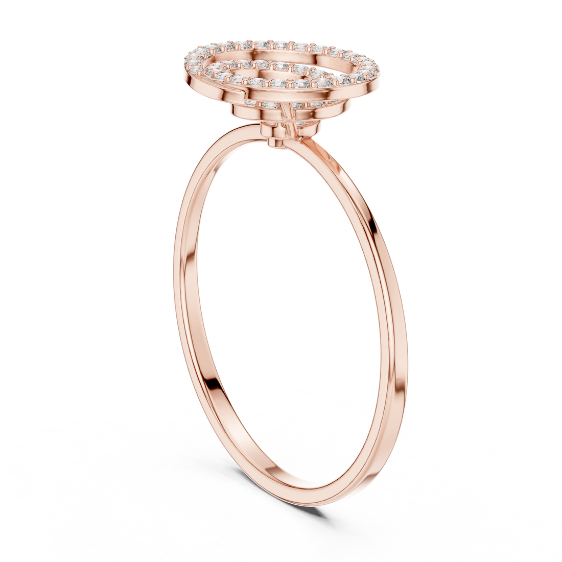 1 (256) - Fashion Round Ring - White Gold