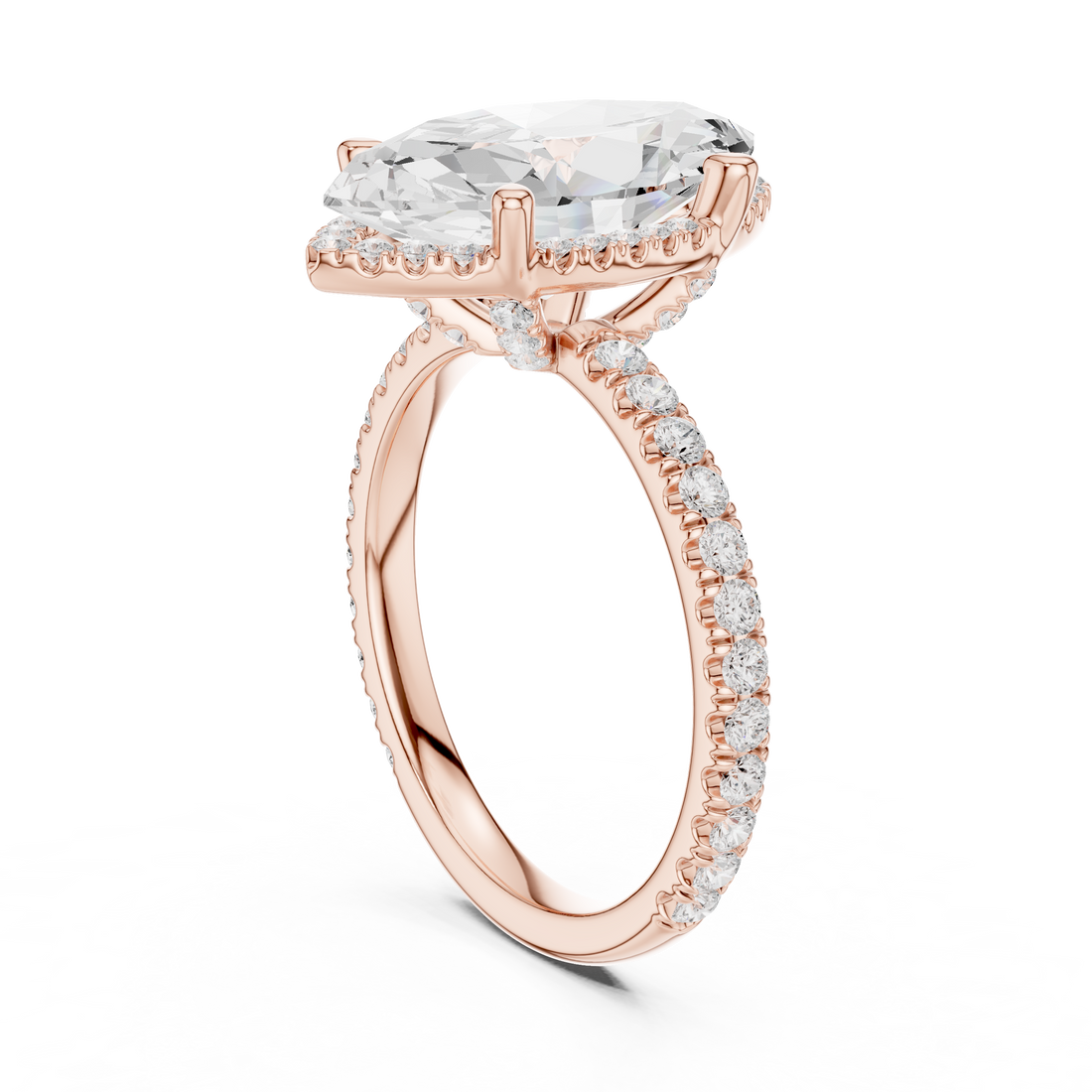 DDLR-172-MQ - Halo Marquise Ring - White Gold