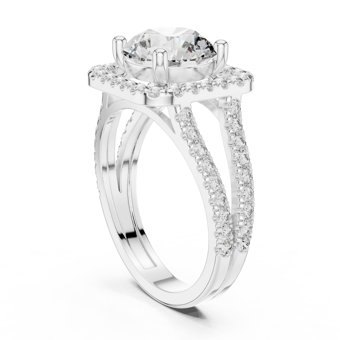 DDLR-203 - Halo Round Ring - White Gold