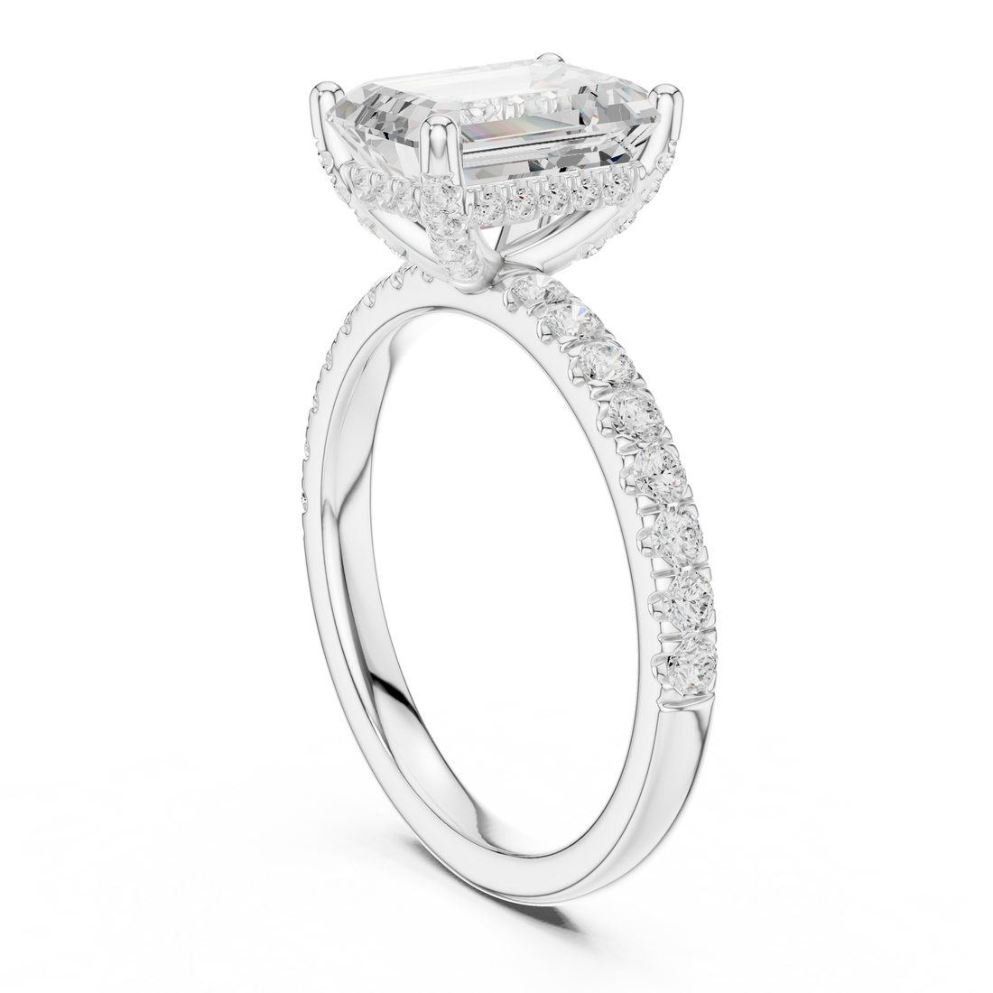 DDLR-161-EM - Solitaire Emerald Ring - White Gold