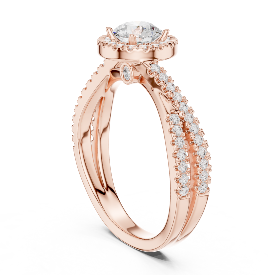 LR-0301 - Halo Round Ring - White Gold